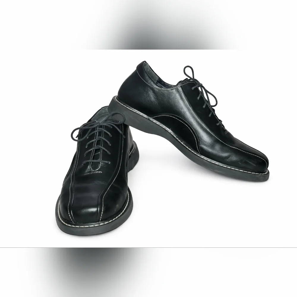 Bass Shoes Mens 9 M Casual Oxford Flats Comfort Black Leather Lace Up Low Top